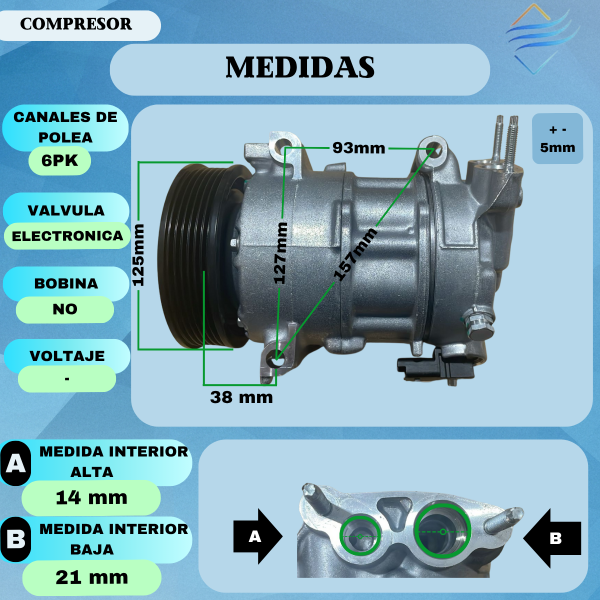 Compresor De Aire Acondicionado 308 F2 15/19 Modelo 6sel16c - Imagen 3