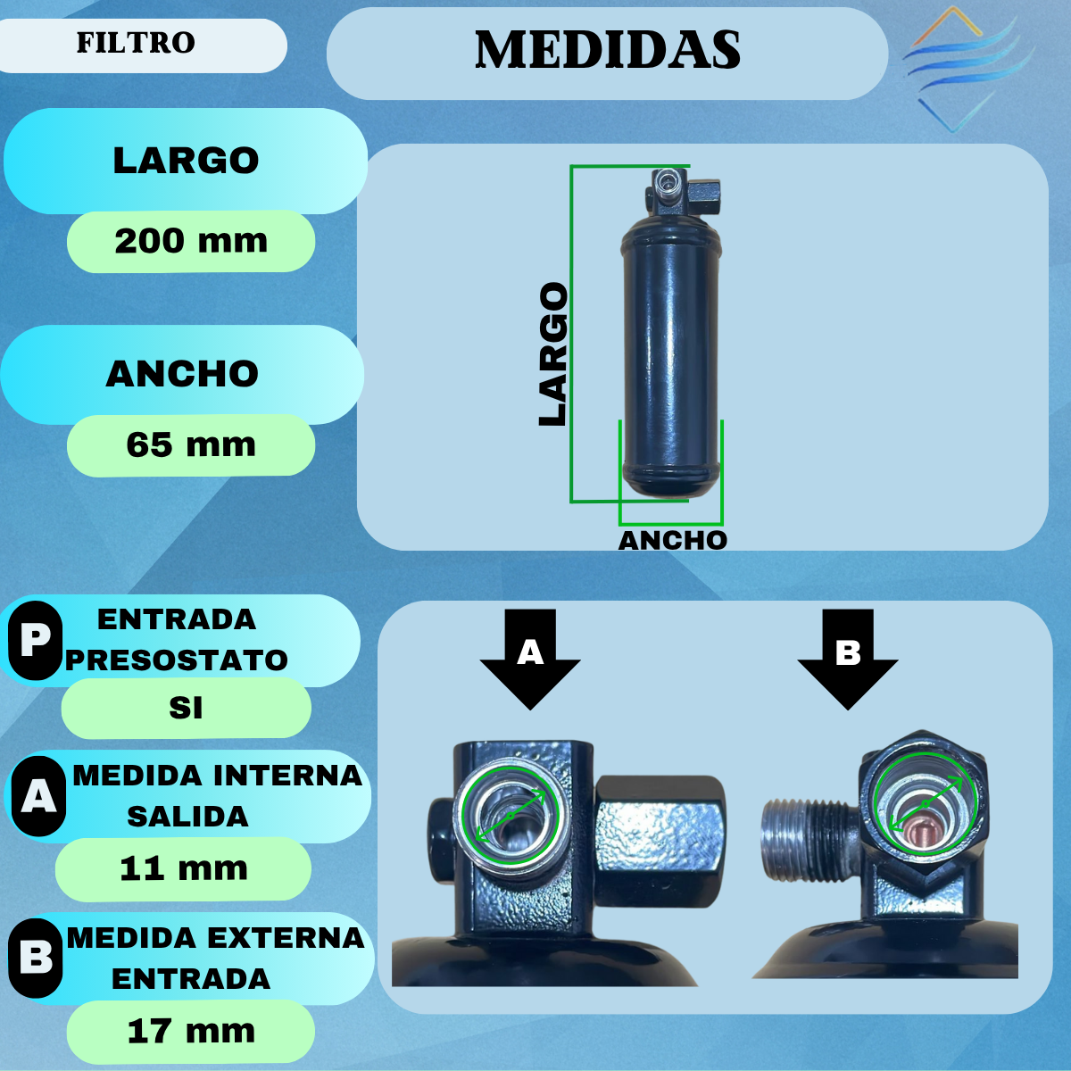 Filtro Aire Ac Universal 90º Clio 19 In Macho Der 60l-aa - Imagen 2