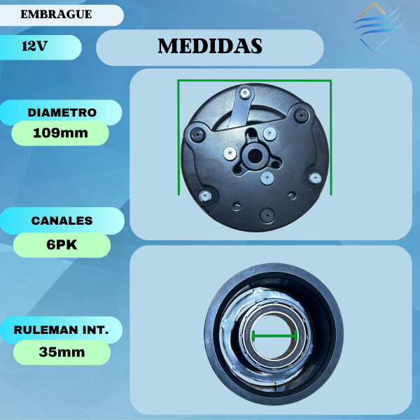Embrague Compresor   Ford Focus Mondeo Scroll Sc90 6pk 12v - Imagen 4