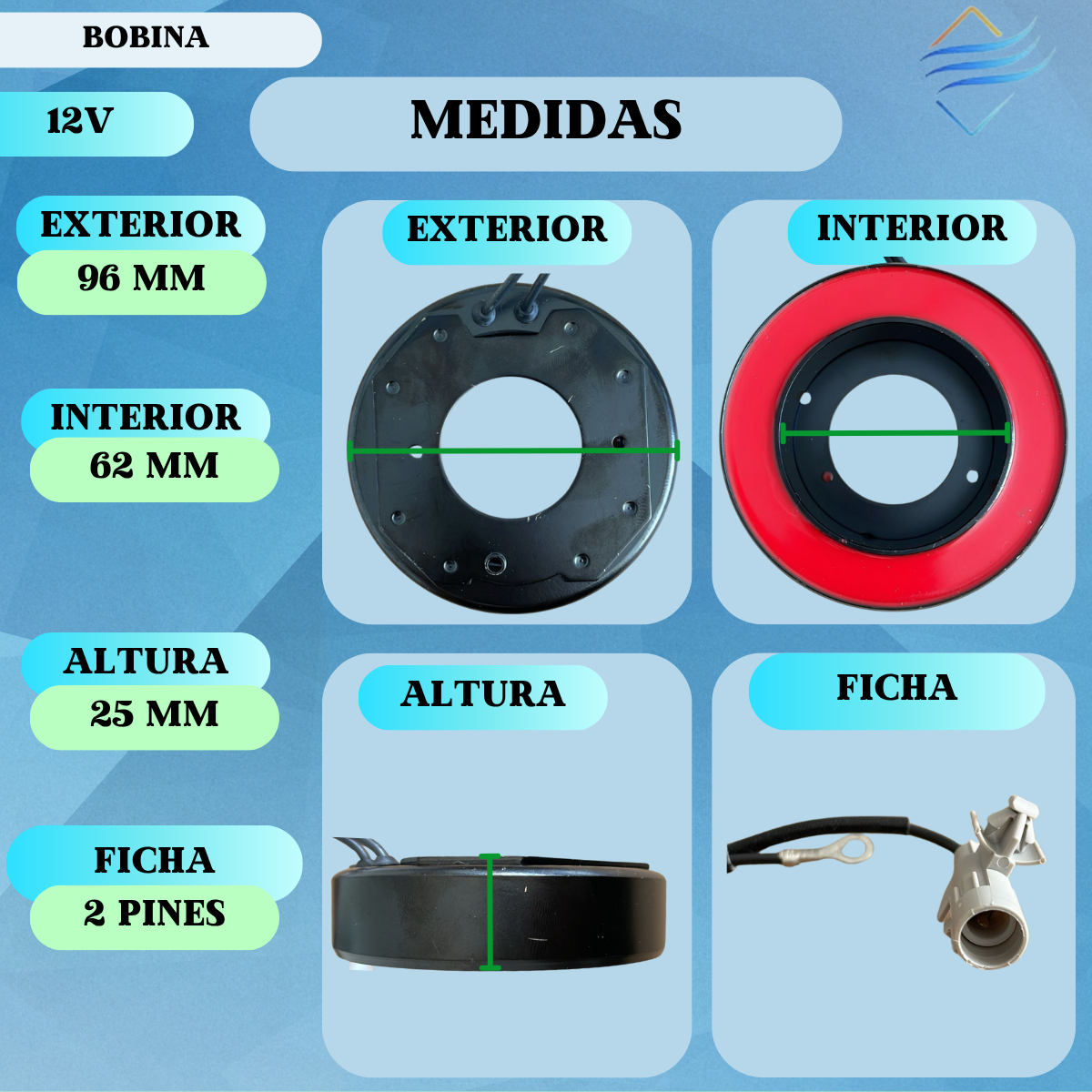 Bobina Compresor Aire Acondicionado Delphi Cvc Gol Saveiro 39w-ba - Imagen 2