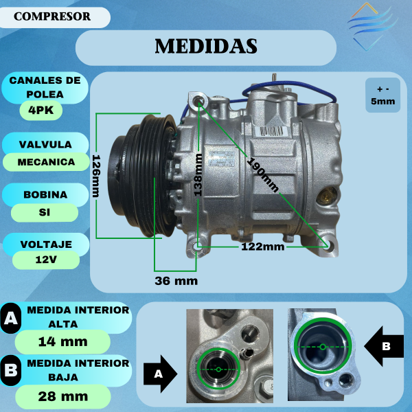 Compresor Aire Acondicionado Passat Dsl Audi A4 A6 Vw 4pk - Imagen 3