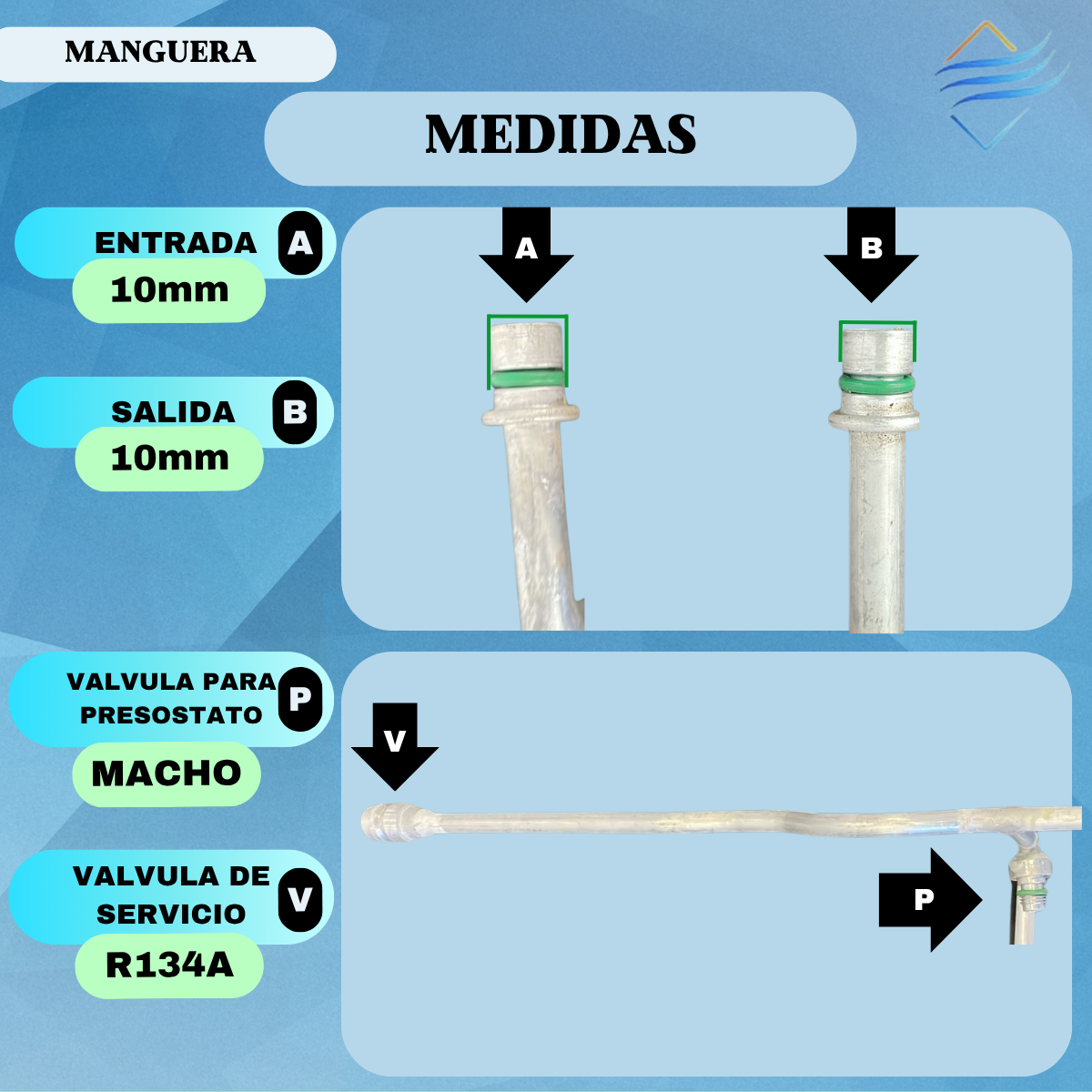 Caño Aire Acondicionado Ford Ranger 2012 - 2017 Rosca Macho - Imagen 2