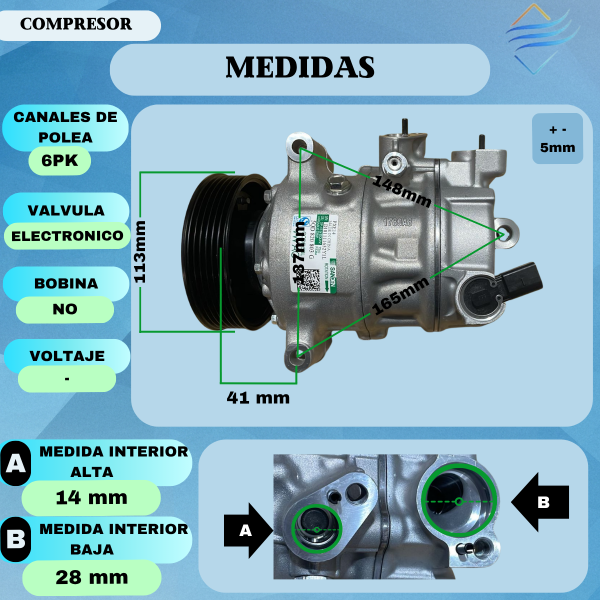 Compresor Aire Ac Vw Vento A3 A4 Passat Pxe16 6pk - Imagen 3