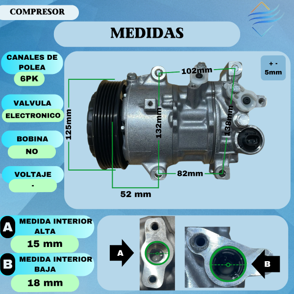 COMPRESOR AIRE ACONDICIONADO TOYOTA COROLLA 1.8 16V 12-15 - Imagen 3