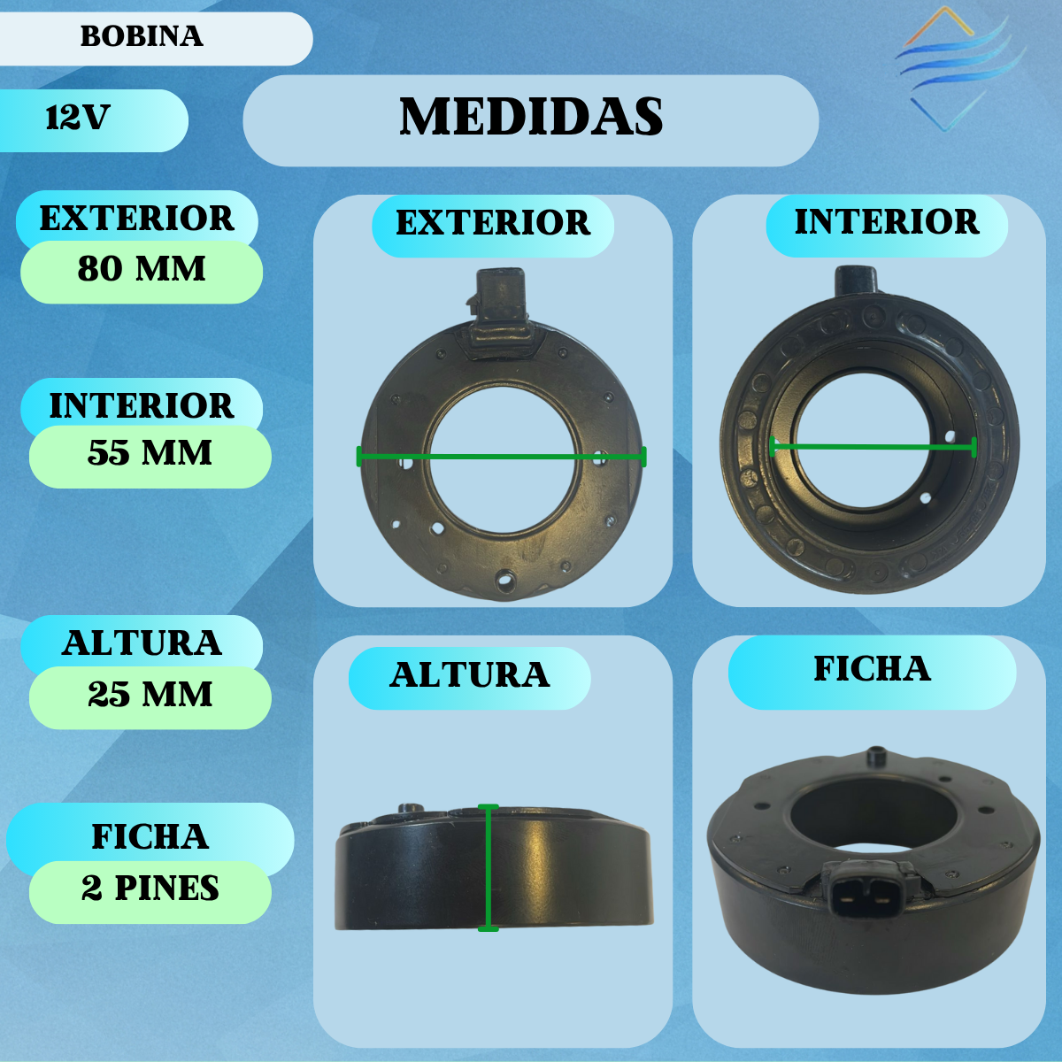 Bobina Compresor Aire Acond Fiat Pálio Siena Nd 12v - Imagen 2