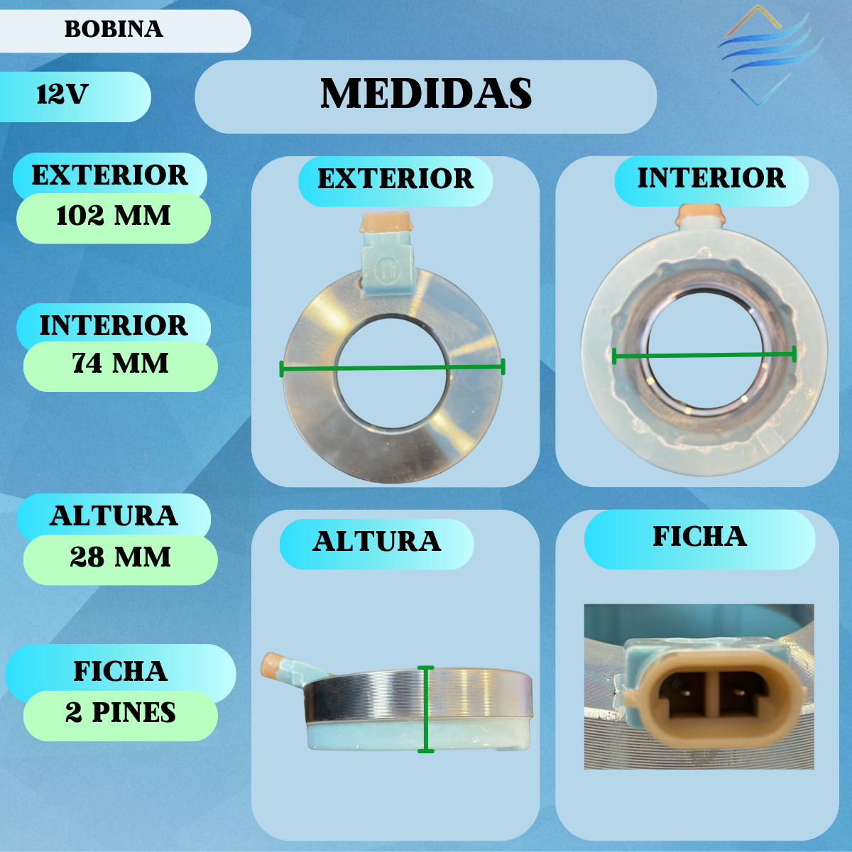 Bobina Compresor Aire Acondicionado Delphi V5 Ceramica 24v - Imagen 2