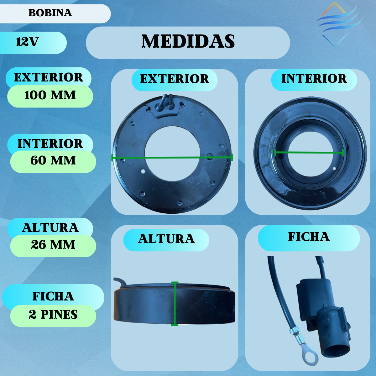 Bobina Compresor Aire Acondicionado Hs 18 Hs-18 12v - Imagen 2