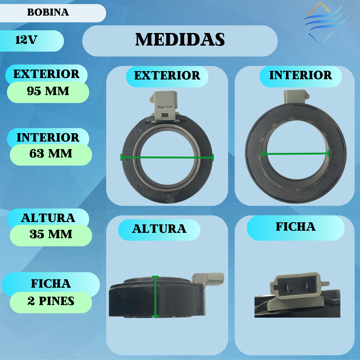 Bobina Compresor Aire Acondicionado Fs10 Ford 39e-aa - Imagen 2