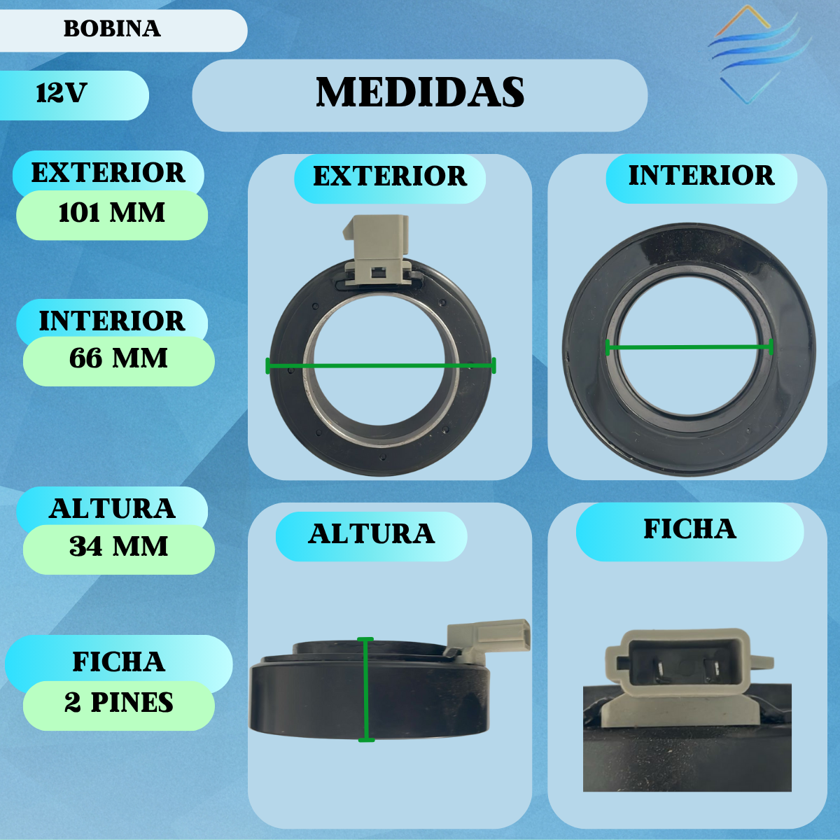 Bobina Compresor Aire Acondicionado Fs10 Ram Hs-18 Hcc 12v - Imagen 2