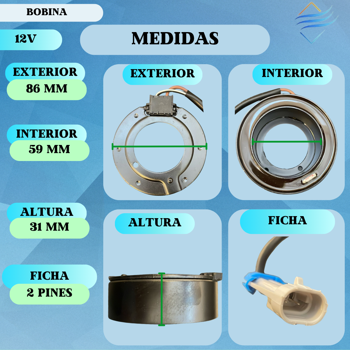Bobina Compresor Aire Acondicionado Sanden Gm - Imagen 2