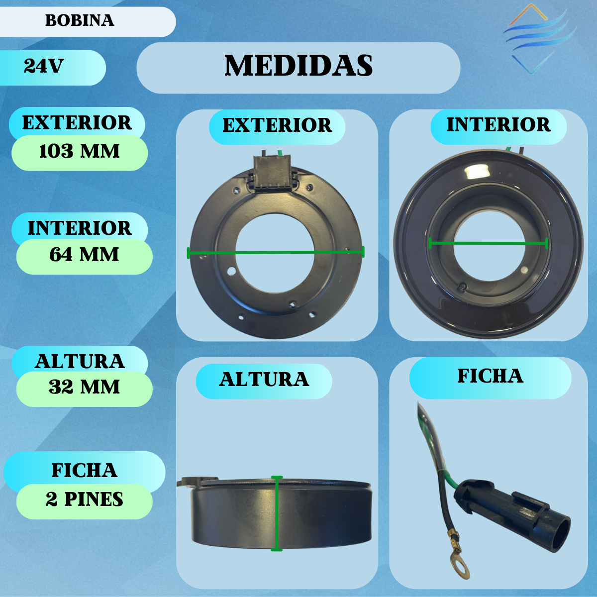 Bobina Compresor Aire Acondicionado Sd7 24v - Imagen 2