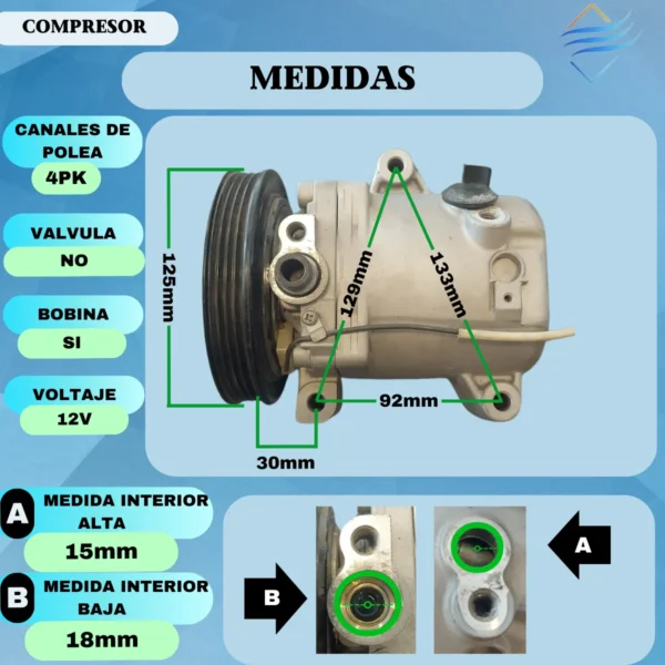 Compresor Aire Acondicionado Mercedes Benz Smart - Imagen 4
