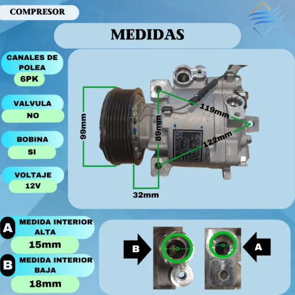 Compresor De Aire Acondicionado Peugeot 5008 Mitsubishi - Imagen 4