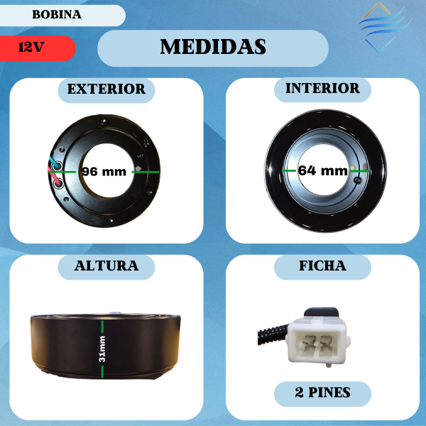 Bobina Compresor Aire Acondicionado Partner 206 306 405 406 39k-ya - Imagen 2
