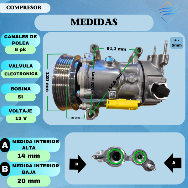 Compresor De Aire Peugeot 208 307 Citroen C4 6c12 Rss - Imagen 4