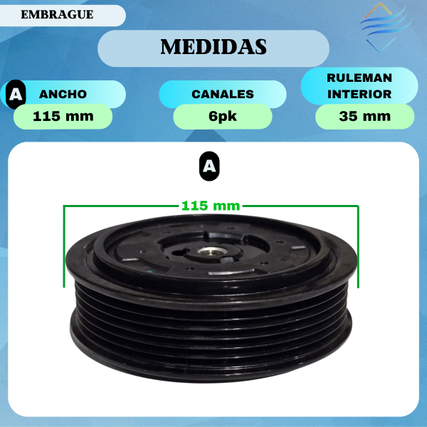 Embrague Compresor Aire Ac Electronico Audi A4 A6 6pk Nd7seu - Imagen 5