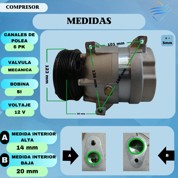 Compresor Aire Acond Renault Megane F2 Scenic Master 99/06 6pk Calidad Original - Imagen 3