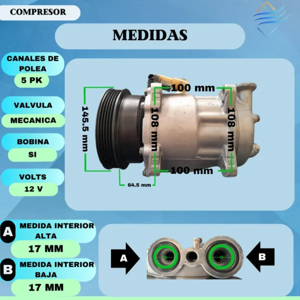 Compresor Aire Acondicionado  Rover 7v16 - Imagen 4