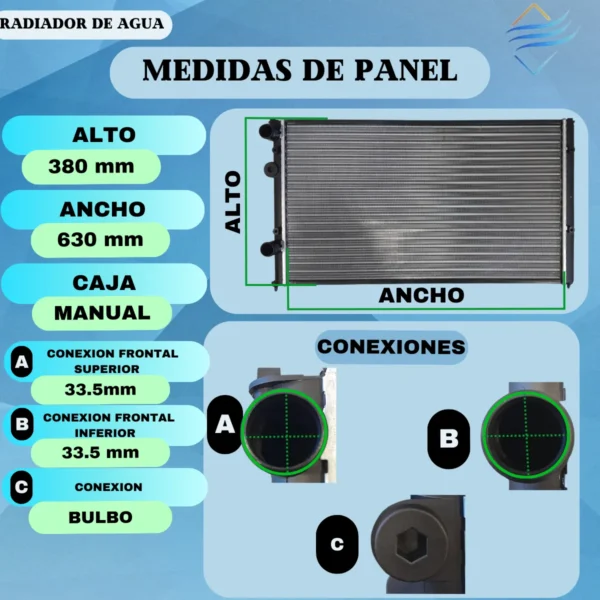 Radiador Agua Polo Classic 2000 A 2004 Con Aire Ac 1.6 1.9 - Imagen 3
