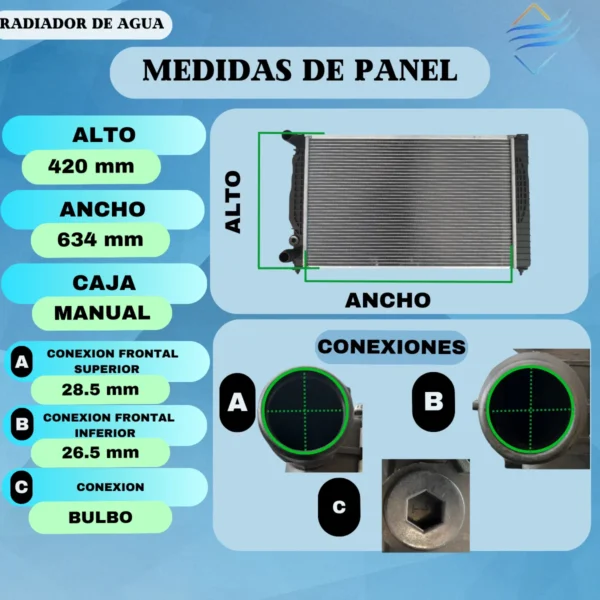 Radiador Agua Audi A4 1994 A 1999 Vw Passat B5-i 1998 A 2001 - Imagen 3
