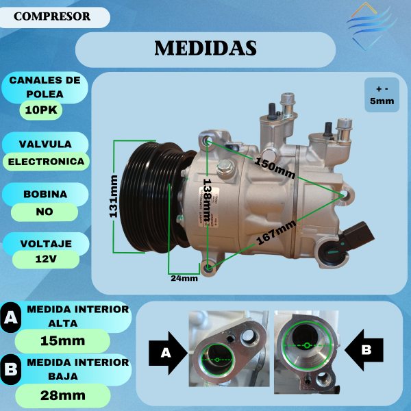 COMPRESOR VENTO 2.5 DOBLE POLEA - Imagen 4