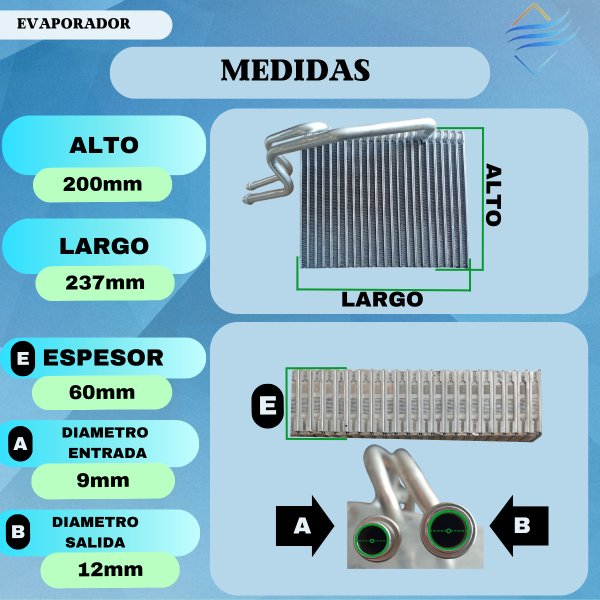 EVAPORADOR REN KANGOO CLIO SYMBOL 240x200x60 - Imagen 3