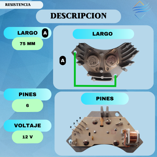 RESISTENCIA VARIADOR PEUG PARTNER BERLING 305 405 4 PIN - Imagen 3
