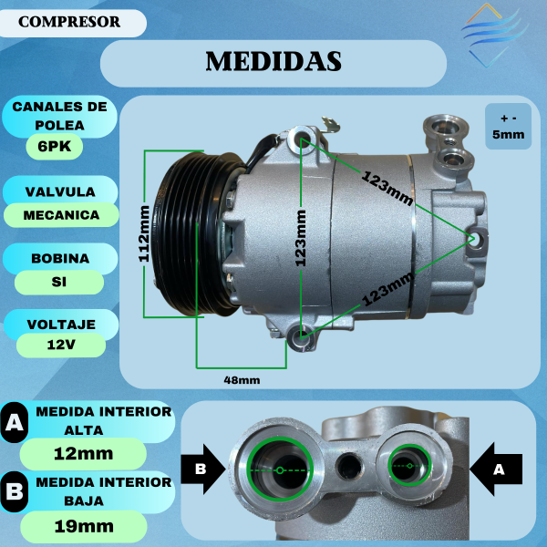 COMPRESOR CHEV CORSA CELTA FAN AGILE 5PK - Imagen 3