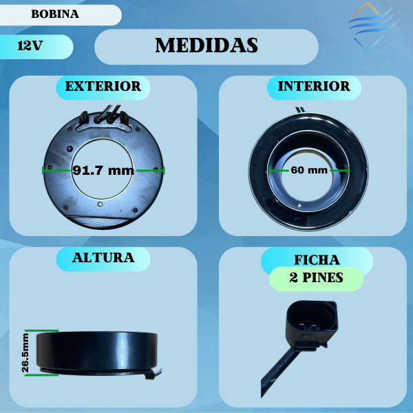 BOBINA Delphi FOX SURAN BORA CVC Malhe 92x62x 23 mm - Imagen 2
