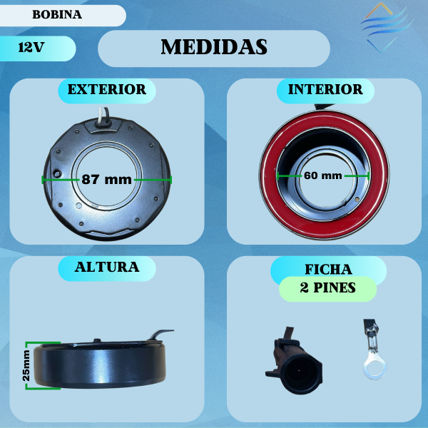 BOBINA Denso-10SE13C- 12V 86x59x25 mm - Imagen 2