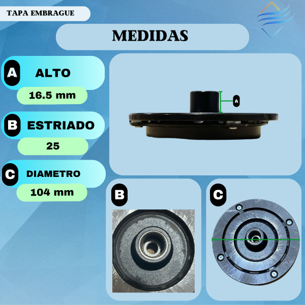 TAPA EMBRAGUE 10S ESTRIADO - Imagen 2