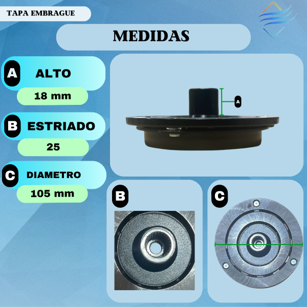 TAPA EMBRAGUE DENSO 10PA ESTRIADO - Imagen 3