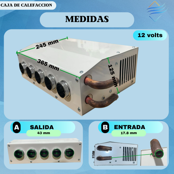 CAJA CALEFACTORA 5 BOCAS C/C 12V - Imagen 2