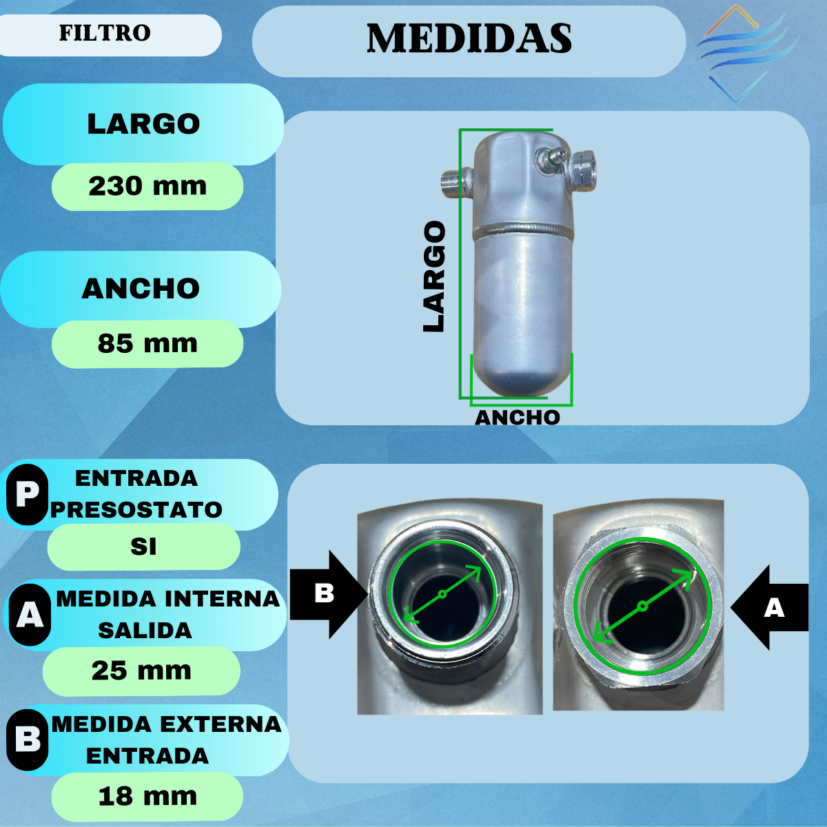 FILTRO CHEV. S10 / BLAZER SALIDAS RECTAS - Imagen 4