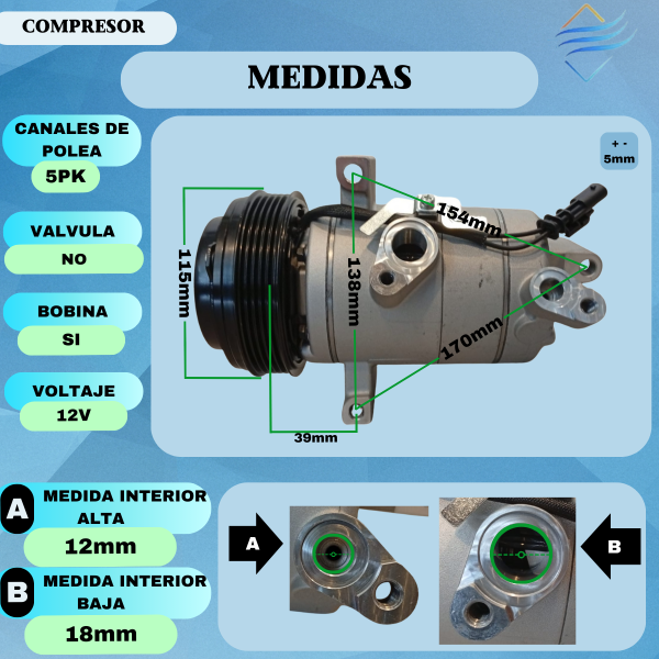 COMPRESORES AIRE ACONDICIONADO CHEVROLET TRACKER 1.2 TURBO ONIX PLUS 1.0 TURBO 18 - Imagen 4