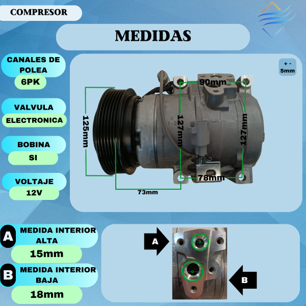 COMPRESORES AIRE ACONDICIONADO TOYOTA COROLLA 99 05 TIPO DENSO 10S15L - Imagen 4