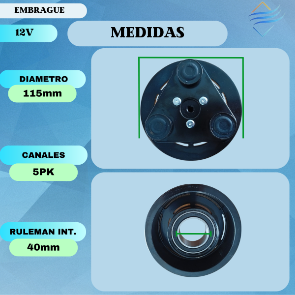 Embrague Compresor Ford Focus Mondeo Vs 16 5 Pk 12v Estriado - Imagen 4