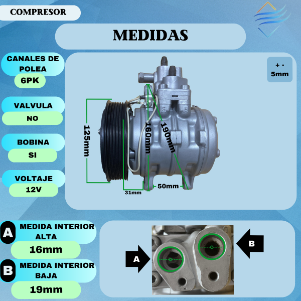 COMPRESOR AIRE AC VW GOL 1.4 DENSO 10P 08C REACONDICIONADO - Imagen 2