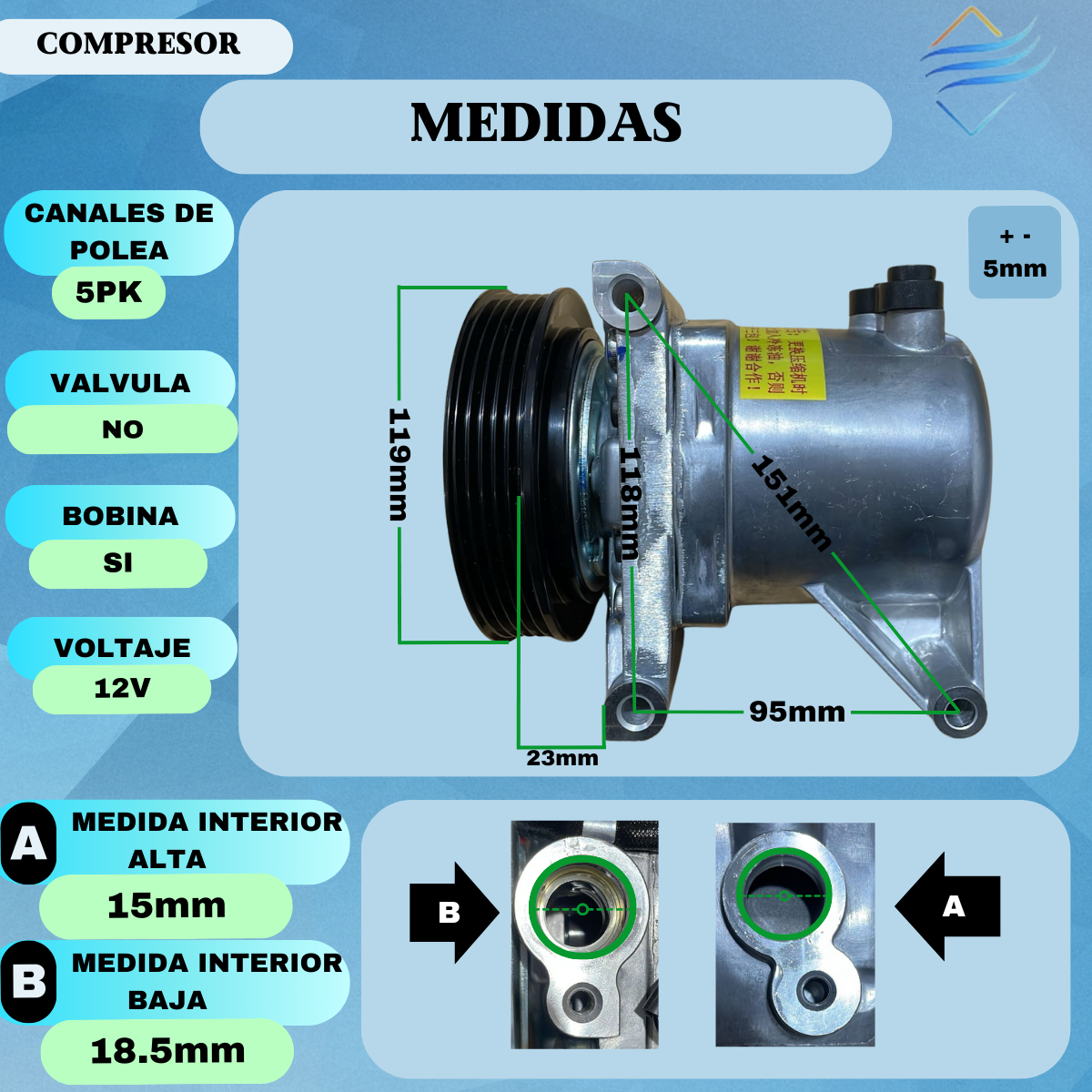 COMPRESOR FIAT UNO FIRE TIPO CALSONIC - Imagen 3