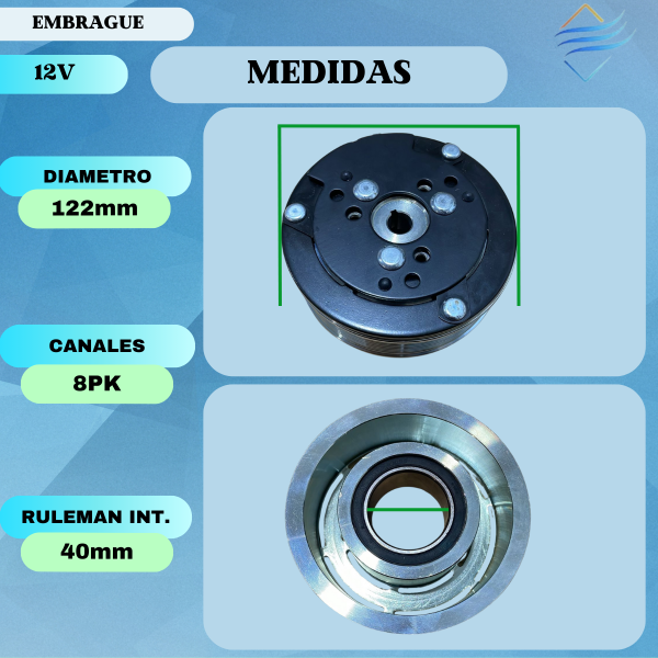 EMBRAGUE SD 508 2A 12v Chavetero - Imagen 4