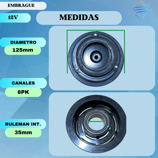 EMBRAGUE ND 7S BU16C 9PK 12v Estriado - Imagen 4