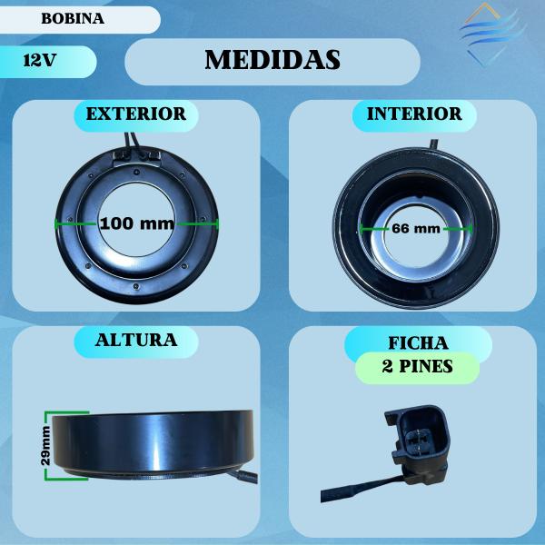 Bobina Focus 2 Diesel VS16 12V 101x66x30 mm - Imagen 2