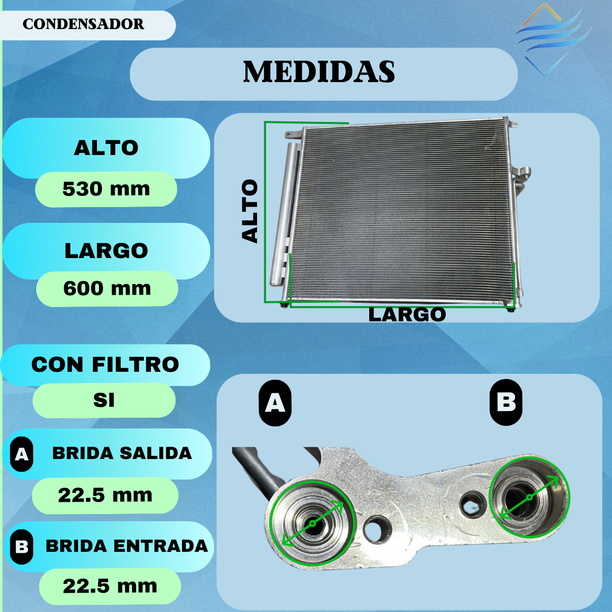 CONDENSADOR FORD RANGER 2016 BRIDAS SEPARADAS - Imagen 3