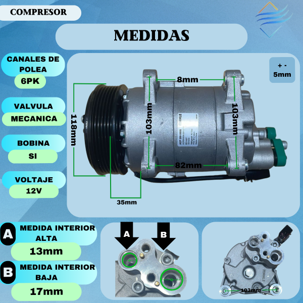 COMPRESOR ORIG.VW BORA/POLO NVO/GOLF/BORA MAHLE TIPO DELPHI - Imagen 3