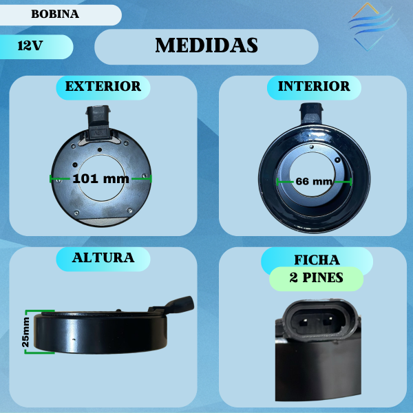 BOBINAS AIRE ACONDICIONADO RENAULT MEGANE II POLEA 6PK - DIAMETRO 123MM - Imagen 2