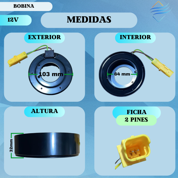 BOBINA SD7 12V 103x64x32 mm) - Imagen 2