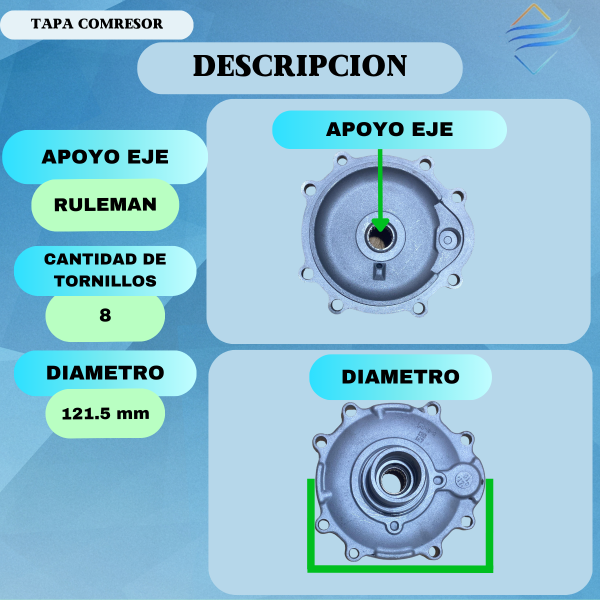 TAPA DELANTERA 6V12 CON RULEMAN - Imagen 2