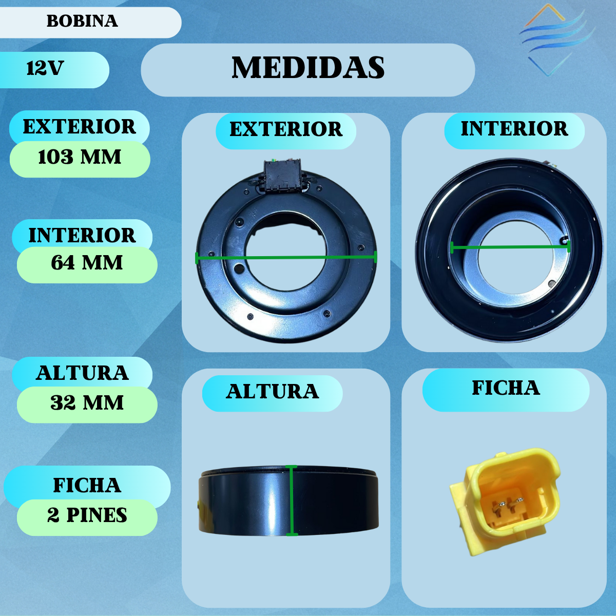 BOBINA SD7 12V 103x64x32 mm) - Imagen 2
