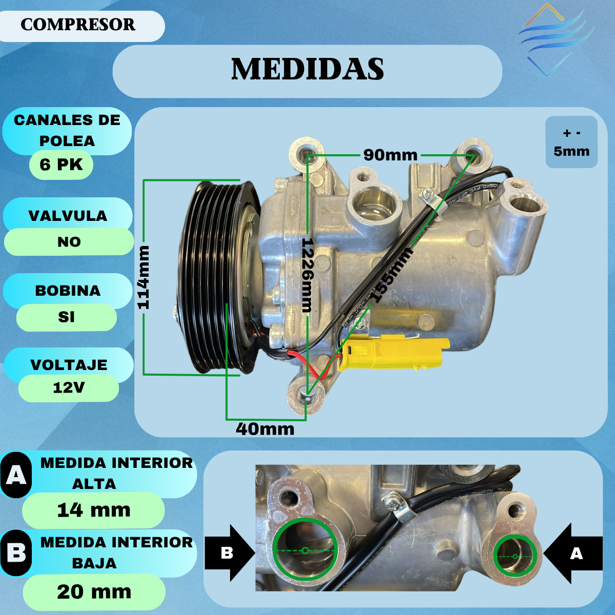 Compresor Aire Acondicionado Peugeot 301 Elysee Ds3 Jumpy - Imagen 3