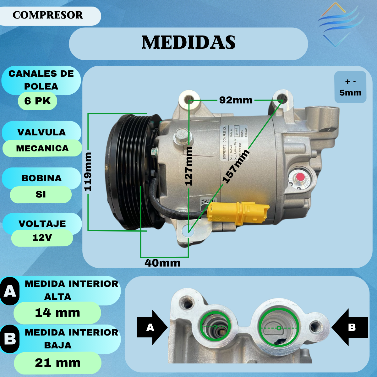 Compresor Aire Acondicionado 206 207 C3 PARTNER - Imagen 3